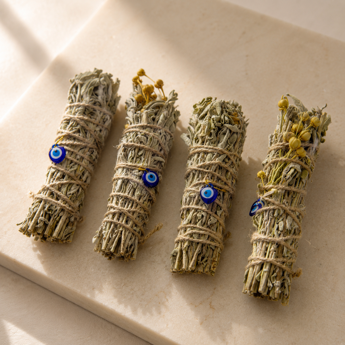 Natural Incense Bundle – White Sage , Wild Rue & Bay Leaves