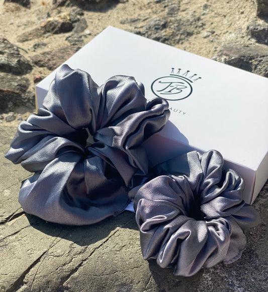 Luxury Silk Scrunchie - Grey Small & Large