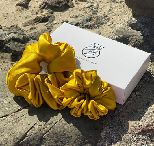 Luxury Silk Scrunchie - Mustard Small & Large