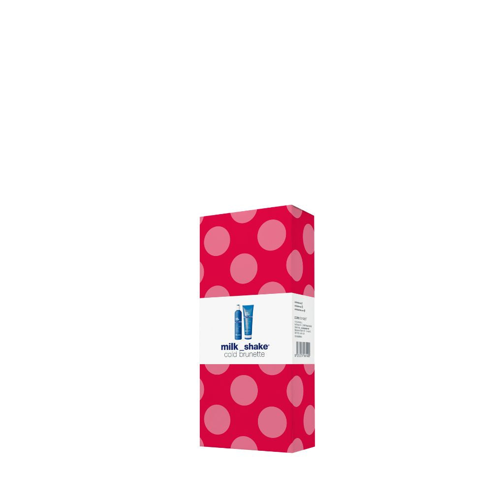 Milk_shake Cold Brunette Duo Set packaging in a red box with pink polka dots.