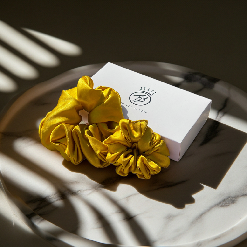 Luxury Silk Scrunchie - Mustard Small & Large