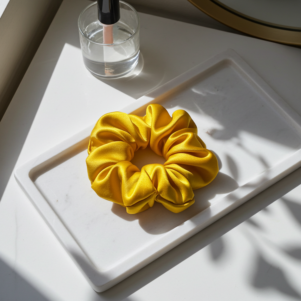 Luxury Silk Scrunchie - Mustard Small & Large
