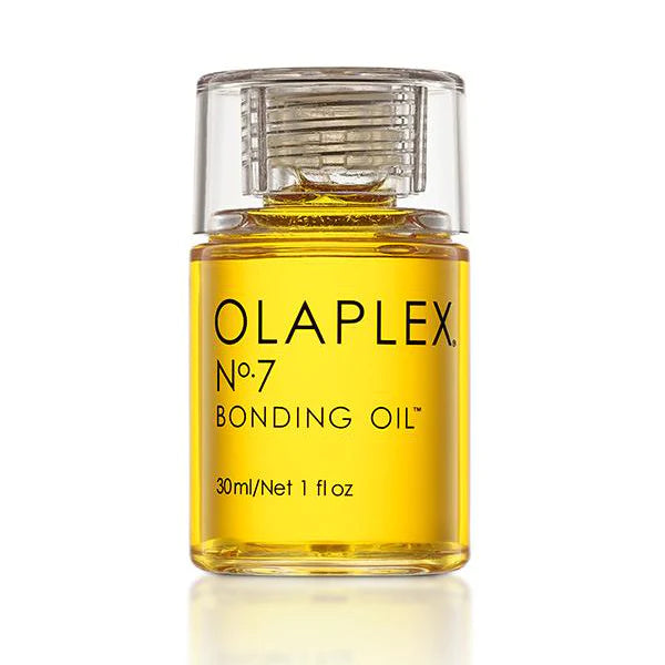 Olaplex No. 7 Bonding Oil in a 30ml bottle, designed to add shine, strengthen, and repair all hair types.