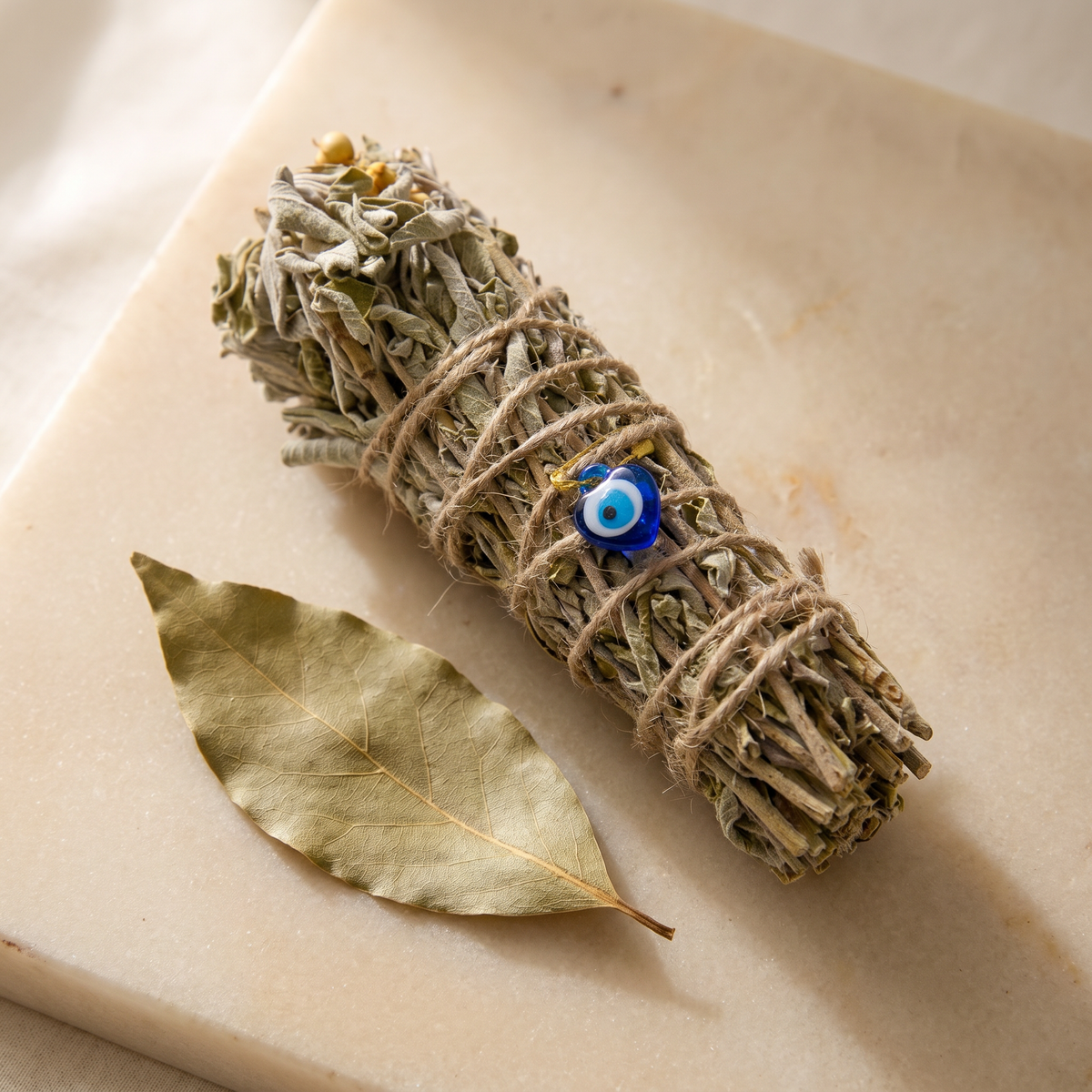 Natural Incense Bundle – White Sage , Wild Rue & Bay Leaves